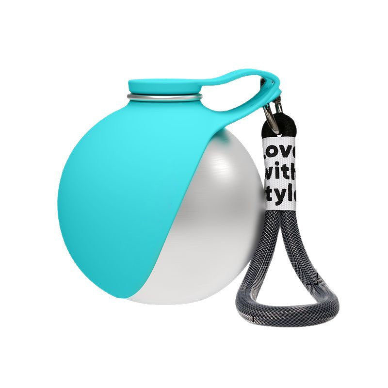 304 Stainless Steel Portable Pet Water Bottle with Foldable Bowl 285ml