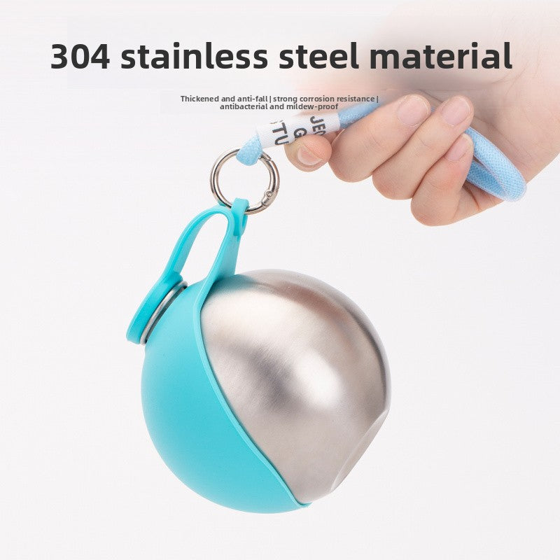 304 Stainless Steel Portable Pet Water Bottle with Foldable Bowl 285ml